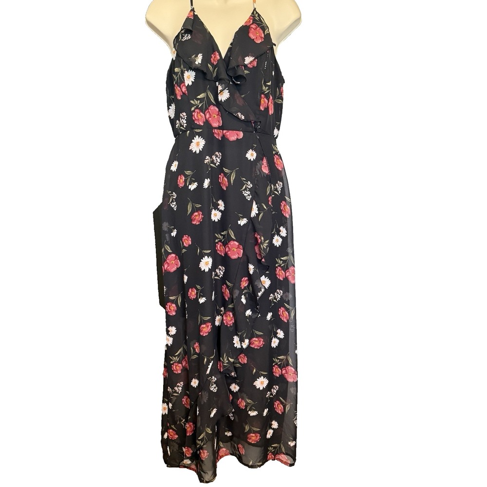 Floral Maxi Sundress Med Festival Cottagecore Fairy Dainty Ruffles Boho Romantic
